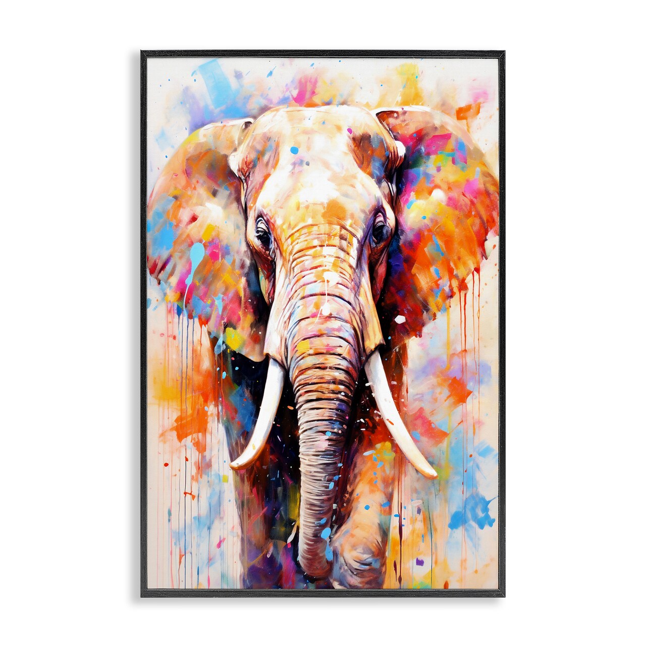 Stupell Industries Wild Elephant Bull Framed Giclee, design by Ray Powers